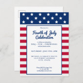 Moderne 4 juli Rood Wit en Blauw Uitnodiging Briefkaart (Voorkant / Achterkant)