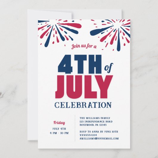 Moderne 4 juli Rood Wit en Blauw Viering Kaart (Voorkant)
