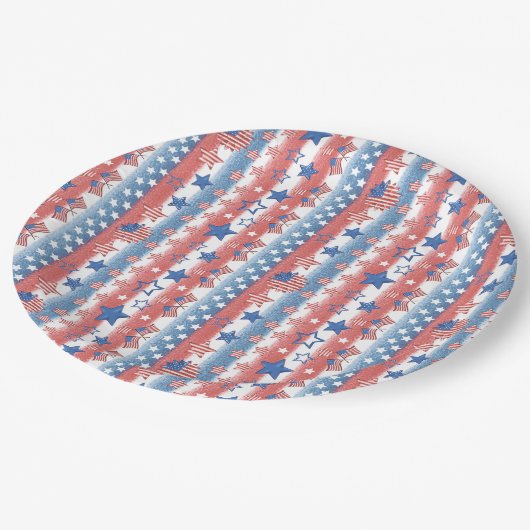 Moderne 4 juli Stars & Flag Party Patriottisch Papieren Bordje (Gekanteld)