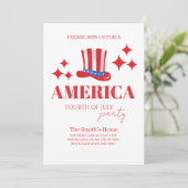 Moderne 4 juli viering vuurwerk kaart (Staand voorkant)