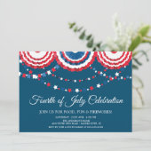 Moderne 4 juli vlag Bunting Uitnodiging (Staand voorkant)
