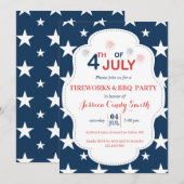 Moderne 4 juli vuurwerk sterren barbecue kaart (Voorkant / Achterkant)