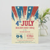 Moderne 4th of July Achtertuin BBQ I USA Vlag Kaart (Staand voorkant)