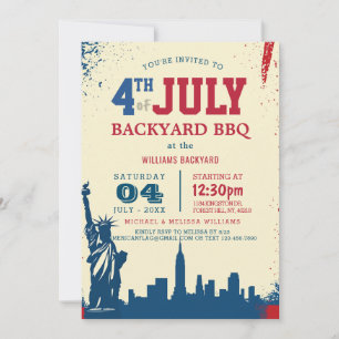 Moderne 4th of July Achtertuin BBQ vrijheid Kaart