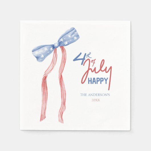 Moderne 4th of July Bow Party Patriottisch Servet (Voorkant)