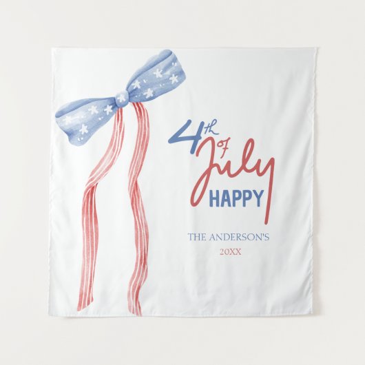 Moderne 4th of July Bow Party Patriottisch Wandkleed (Voorkant)