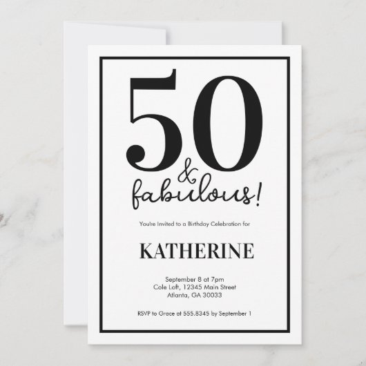 Moderne 50 en Fabulous 50ste verjaardag Kaart (Voorkant)