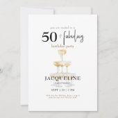 Moderne 50- en Fabulous Black Glam Birthday Party Kaart (Voorkant)