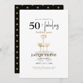 Moderne 50- en Fabulous Black Glam Birthday Party Kaart