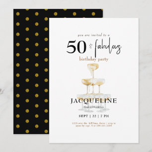 Moderne 50- en Fabulous Black Glam Birthday Party Kaart