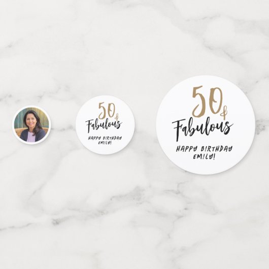 Moderne 50 en Fabulous Foto 50e Verjaardag Confetti (Achterkanten)
