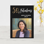 Moderne 50 en Fabulous Foto 50e Verjaardag Kaart (Gele Bloem)