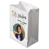 Moderne 50 en Fabulous Foto 50e Verjaardag Medium Cadeauzakje (Voorkant Gekanteld)