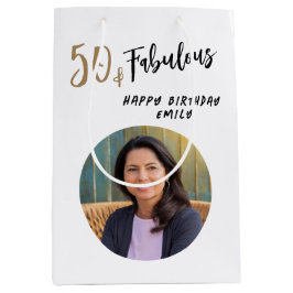 Moderne 50 en Fabulous Foto 50e Verjaardag Medium Cadeauzakje