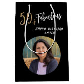 Moderne 50 en Fabulous Foto 50e Verjaardag Medium Cadeauzakje (Voorkant)