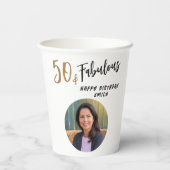 Moderne 50 en Fabulous Foto 50e Verjaardag Papieren Bekers (Achterkant)