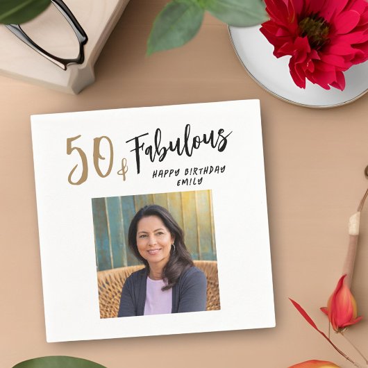 Moderne 50 en Fabulous Foto 50e Verjaardag Servet