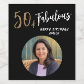 Moderne 50 en Fabulous Foto 50e Verjaardag Wijn Etiket (Enkel label)