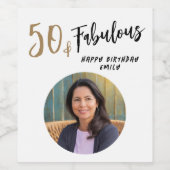 Moderne 50 en Fabulous Foto 50e Verjaardag Wijn Etiket (Enkel label)