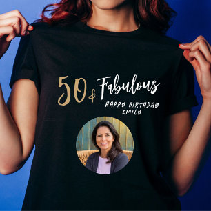 Moderne 50 en Fabulous Foto 50e Verjaardag Zwart T-shirt