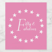 Moderne 50 en Fabulous Pink Star Birthday Wijn Etiket (Enkel label)