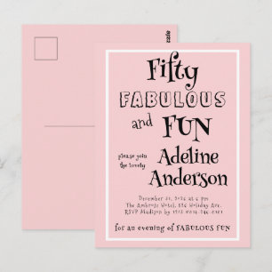 Moderne 50 en Fabulous Roze 50ste Verjaardagsfeest Briefkaart