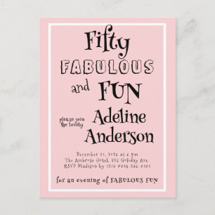 Moderne 50 en Fabulous Roze 50ste Verjaardagsfeest Briefkaart