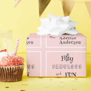 Moderne 50 en Fabulous Roze 50ste Verjaardagsfeest Cadeaupapier