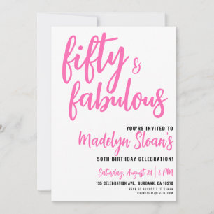 Moderne 50 en Fabulous Roze 50ste verjaardagsfeest Kaart