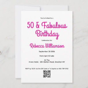 Moderne 50 en Fabulous Roze 50ste Verjaardagsfeest Kaart