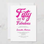 Moderne 50 en Fabulous Roze 50ste Verjaardagsfeest Kaart (Voorkant)