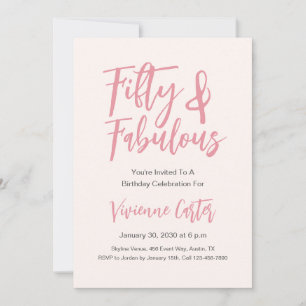 Moderne 50 en Fabulous Roze 50ste Verjaardagsfeest Kaart