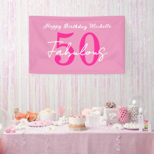 Moderne 50 en Fabulous Roze 50ste Verjaardagsfeest Spandoek