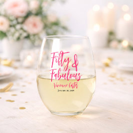 Moderne 50 en Fabulous Roze 50ste Verjaardagsfeest Wijnglas Zonder Voet