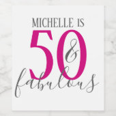 Moderne 50 en Fabulous Verjaardagsfeestje Wijnlabe Wijn Etiket (Enkel label)