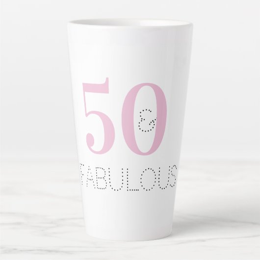 Moderne 50 en geweldige roze Typografie van de geb Latte Mok (Voorkant)