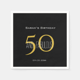 Moderne 50 & Fabulous Black en Gold Verjaardag Servet