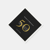 Moderne 50 & Fabulous Black en Gold Verjaardag Servet (Hoek)