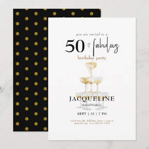 Moderne 50 & Fabulous Black Glam Verjaardagsfeestj Kaart