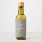 Moderne 50 Fabulous Grey Custom Name 50th Birthday Wijn Etiket (Voorkant)