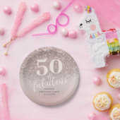 Moderne 50 & Fabulous Roze Glitter Verjaardag Papieren Bordje (Feest)