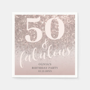 Moderne 50 & Fabulous Roze Glitter Verjaardag Servet
