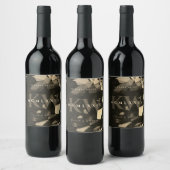 Moderne 50e bruiloft Jubileum Goud Zwart Wijn Etiket (Flessen)