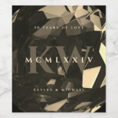 Moderne 50e bruiloft Jubileum Goud Zwart Wijn Etiket (Enkel label)