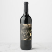 Moderne 50e bruiloft Jubileum Goud Zwart Wijn Etiket (Voorkant)