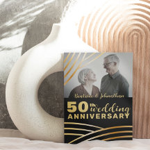 Moderne 50e bruiloft Jubileum Zwart & Goud Foto