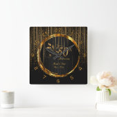 Moderne 50e Golden Galaxy Jubileum Design Vierkante Klok (Huis)