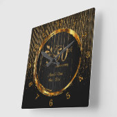 Moderne 50e Golden Galaxy Jubileum Design Vierkante Klok (Hoek)