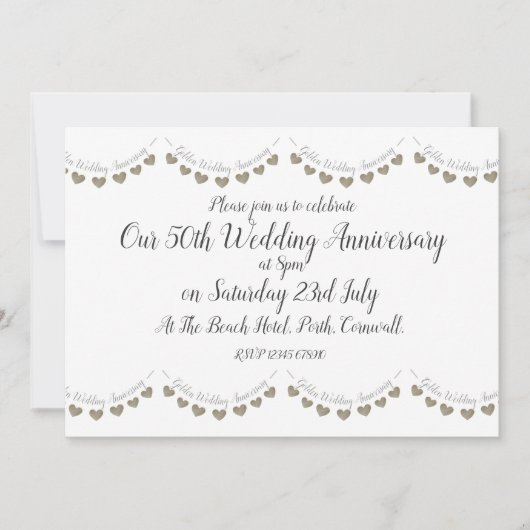 Moderne 50e gouden huwelijksjubileum kaart (Voorkant)