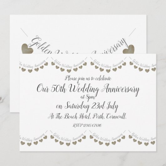 Moderne 50e gouden huwelijksjubileum kaart (Voorkant / Achterkant)